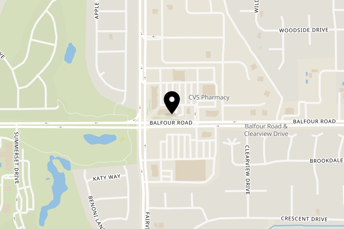 Map showing the location of Kabob Xpress on 3101 Balfour Rd # T in Brentwood